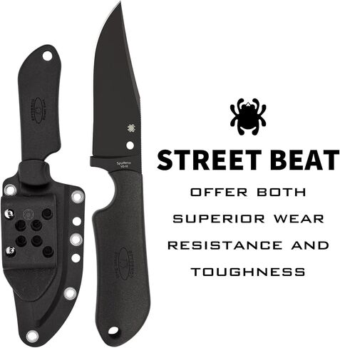 Spyderco Street Beat Fixed Blade Knife with 3.51" VG-10 Steel Black Blade and Premium Injection-Molded Polymer Sheath - PlainEdge - FB15PBBK in Kuwait
