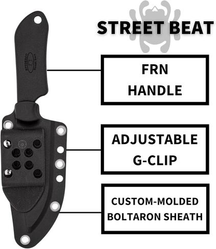 Spyderco Street Beat Fixed Blade Knife with 3.51" VG-10 Steel Black Blade and Premium Injection-Molded Polymer Sheath - PlainEdge - FB15PBBK in Kuwait