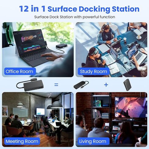 Surface Dock Triple Displays 4K HDMI+DP+Thunderbolt 4, 12 in 1 Surface Docking Station with 120W Power Adapter for Surface Pro 12/11/10/9/8/X/7/6/5, Surface Book Go, Surface Laptop, Surface Go Dock in Kuwait