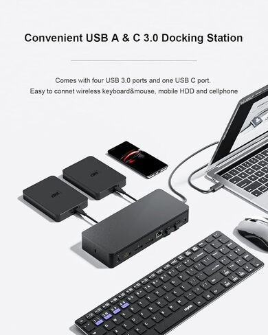 D6000 Universal Docking Station, USB 3.0 and USB C Single 5K or Triple 4K Display Docking Station with Two DisplayPort and HDMI for Windows and Mac (1HDMI, 2DP, 1Audio, 4USB3.0, 1USB C, 1Speaker Out) in Kuwait