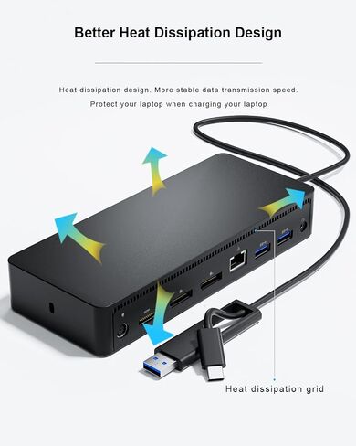 D6000 Universal Docking Station, USB 3.0 and USB C Single 5K or Triple 4K Display Docking Station with Two DisplayPort and HDMI for Windows and Mac (1HDMI, 2DP, 1Audio, 4USB3.0, 1USB C, 1Speaker Out) in Kuwait