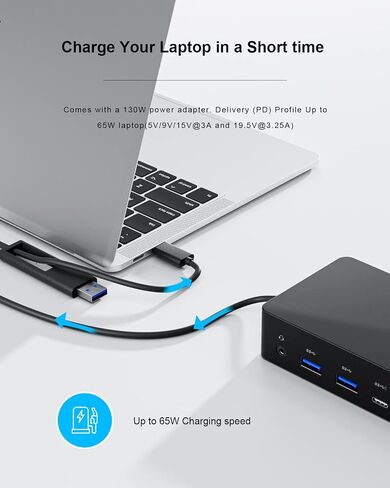 D6000 Universal Docking Station, USB 3.0 and USB C Single 5K or Triple 4K Display Docking Station with Two DisplayPort and HDMI for Windows and Mac (1HDMI, 2DP, 1Audio, 4USB3.0, 1USB C, 1Speaker Out) in Kuwait