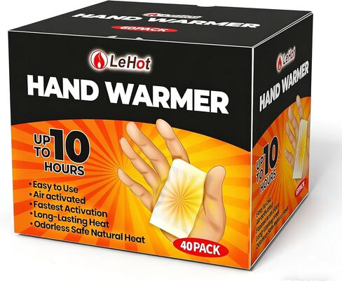 Hand Warmers - 40 Packs Hot Hands Disposable Heat Pad, Hot Hands Hand Warmers, Up to 10 Hours of Safe and Continuous Heat, Perfect for Camping, Outdoor Skiing, Fishing Ideal for Outdoors and Travel. in Kuwait