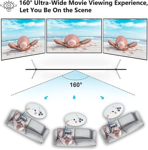 120 Inch Projector Screen with Stand, 16:9 4K HD Portable Projector Screen, Indoor Outdoor Front/Rear with Carry Bag for Home Theater Backyard Camping Movie Night in Kuwait