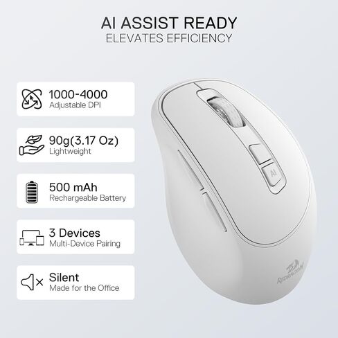 Redragon BM4195 AI Wireless Optical Computer Office Mouse 5 DPI Adjustable in Saudi Arabia