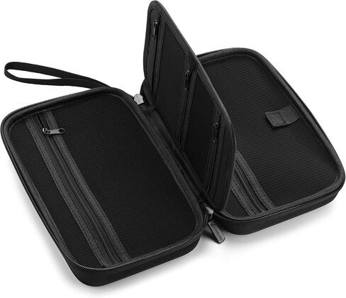 Caseling Hard EVA Electronics Travel Organizer – Shockproof Protective Carrying Case for Chargers, Power Banks & Cables – Compact 9.5" x 5.7" Travel Storage with Wrist Strap, Black in Kuwait