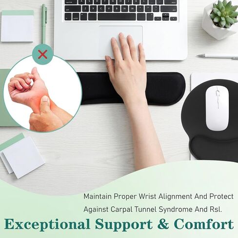 10 Pcs Ergonomic Mouse Pad and Keyboard with Wrist Support Set - Soft Memory Foam & Rubber Base Comfort Rest for Typing, Gaming, Computer, Laptop, Office, Home Use in Kuwait