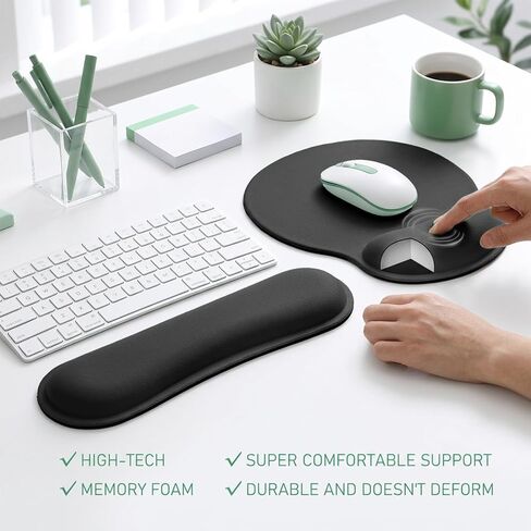 10 Pcs Ergonomic Mouse Pad and Keyboard with Wrist Support Set - Soft Memory Foam & Rubber Base Comfort Rest for Typing, Gaming, Computer, Laptop, Office, Home Use in Kuwait
