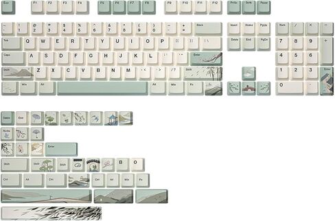 YUNZII Spring Tea 140 Keys PBT Dye-Sub Keycaps (Cherry Profile, Spring Tea) in Kuwait