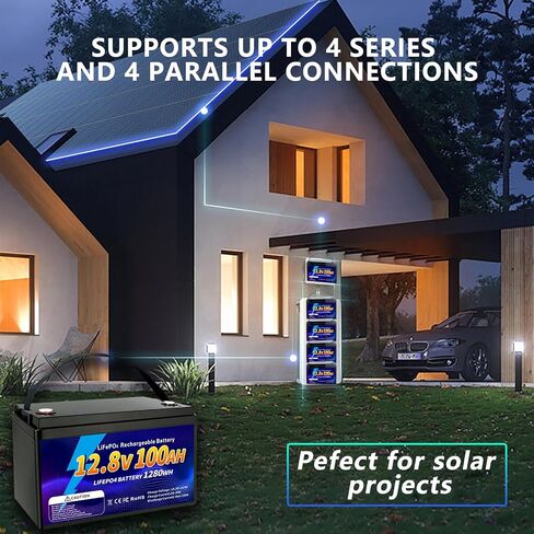 12V 100Ah LiFePO4 Battery, Group 31 Lithium Iron Phosphate Battery, 100A BMS Low-temp Protection 15000 Deep Cycles for Home Energy, RV, Solar System, Fishing Boat in Kuwait