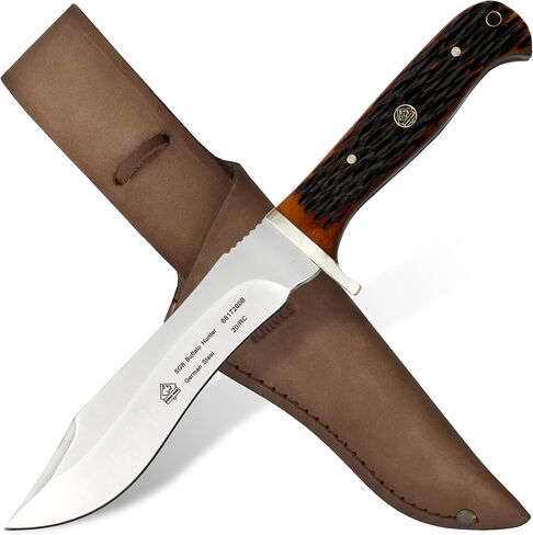 PUMA SGB – Buffalo Hunter - Hunting Knife with White Bone Handle – Handmade from German 1.4116 Steel – 5.7'' Fixed Blade – Full Tang – Includes High Quality Leather Sheath in Kuwait