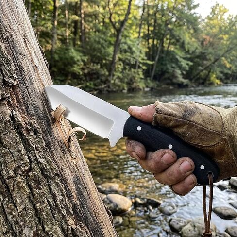7.5" Hunting Knife - D2 Steel Fixed Blade with 3.5" Razor Sharp Edge - Ergonomic Micarta Handle - Genuine Handcrafted Cowhide Leather Sheath - Compact Bushcraft, Survival & Skinning Tool in Kuwait