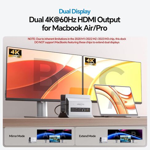 MacBook Docking Station Dual Monitor 4K@60Hz with M.2 NVMe SSD Enclosure in Kuwait