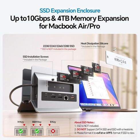 MacBook Docking Station Dual Monitor 4K@60Hz with M.2 NVMe SSD Enclosure in Kuwait