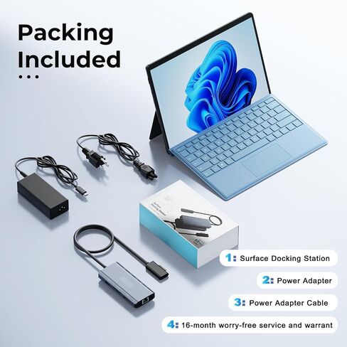 Surface Docking Station 4K HDMI Display, 10-in-1 Surface Pro Dock with Power Supply for Microsoft Surface Pro 12/11/10/9/8/7/6/5/4/3, Surface Laptop 7/6/5/4, Surface Go/Book/Laptop Go in Kuwait
