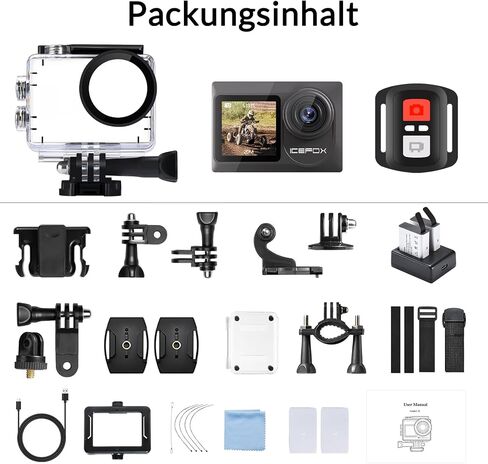 icefox 20MP 4K 5X Zoom 98FT Underwater Action Camera with EIS & WiFi Remote in Kuwait
