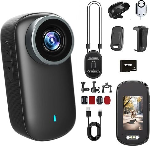 4K Ultra HD Sport Camera Body Camera, Mini Cam Portable Personal Camcorder for Sport and Ride, Wide Angle Thumb Action Camera with Audio & Video, with 32G Card in Kuwait