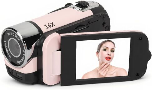 16MP Digital Camera, 2.4 1080P 16X Zoom Rotatable Screen Camcorder with Fill Light, Video Vlogging USB Camera for Travel, Wedding, Campus Records, etc. (Red) in Kuwait
