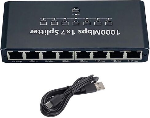 DC 5V RJ45 Gigabit Ethernet Splitter 1 to 7 LAN Network Internet Adapter 1000Mbps Data Transfer for TV Cmputers in Kuwait