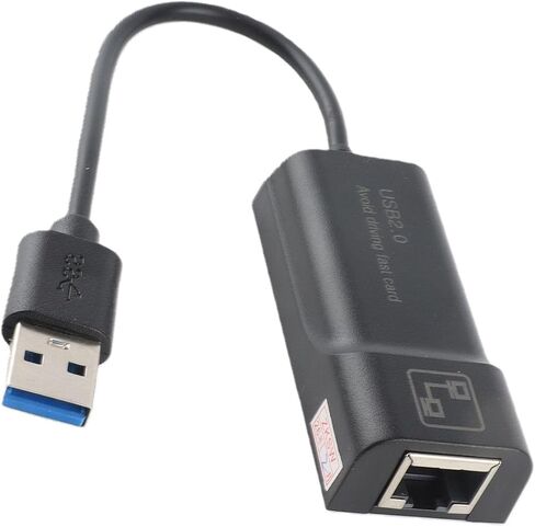 USB 2.0 Ethernet Adapter, Lightweight ABS Housing, 100Mbps RJ45 Converter for Laptop, Desktop, Black, 1 x Ethernet Adapter in Kuwait