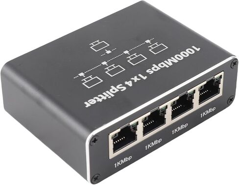 High Speed Ethernet Splitter 1 to 4 for Cat5 Cat6 Cat7 Cat8 Networks, 1000Mbps RJ45 Gigabit Splitter for Home and Office Use in Kuwait