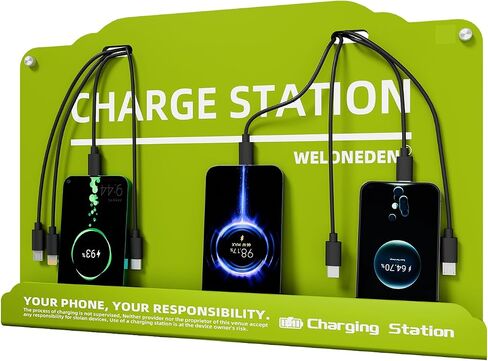 Wall Mounted Cell Phone Charging Station Mobile Phone Charging Station | Fast Charging 8 Device | Compatible with iphone ipad Smartphone Tablets Port | Great for Offices Hotel Hospital Airport (Black) in Kuwait
