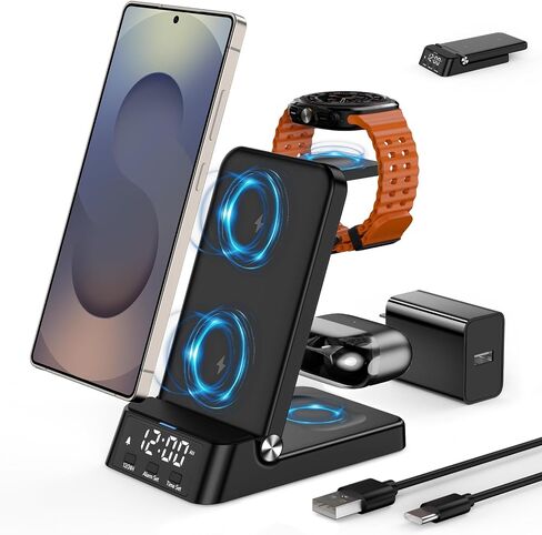 SPGUARD 4-in-1 Wireless Charging Station for Samsung with Alarm Clock in Kuwait