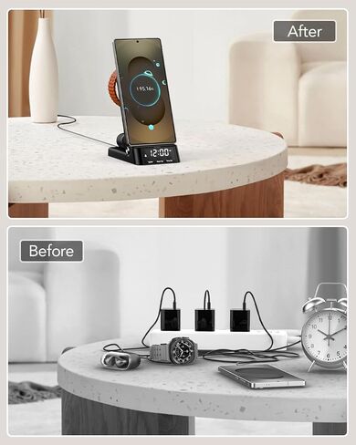 SPGUARD 4-in-1 Wireless Charging Station for Samsung with Alarm Clock in Kuwait