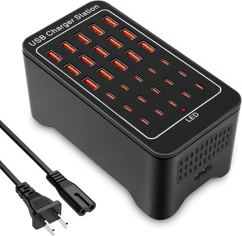 Charging Station, USB C Charger Block, 150W 30-Port【15USB-C + 15USB-A】, Travel Charger Station Fast Charger Desktop USB Wall Charger Compatible iPhone, iPad, Tablets, Smartphones in Kuwait