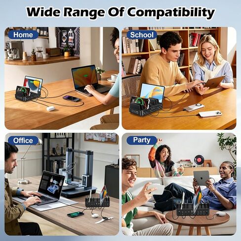 500W Charging Station for Multiple Devices, 10-Port USB C Fast Charger Stations,Dual USB-C 120W and 8 Ports Fast Charging Multi-Device Organizer Charging Dock Hub for Laptop Phone Tablet in Kuwait