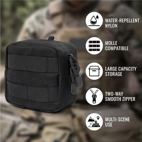 2 Pack Mini Tactical MOLLE Compact Ammo Pouch, Small Tactical EDC Belt Pouches Admin Compact Tool Utility Pouches Organizer, Wallet Cards Knife Gadgets Mini EDC Organizer Bag in Kuwait