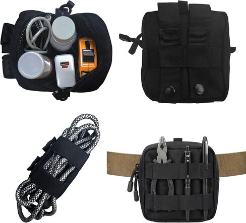 2 Pack Mini Tactical MOLLE Compact Ammo Pouch, Small Tactical EDC Belt Pouches Admin Compact Tool Utility Pouches Organizer, Wallet Cards Knife Gadgets Mini EDC Organizer Bag in Kuwait