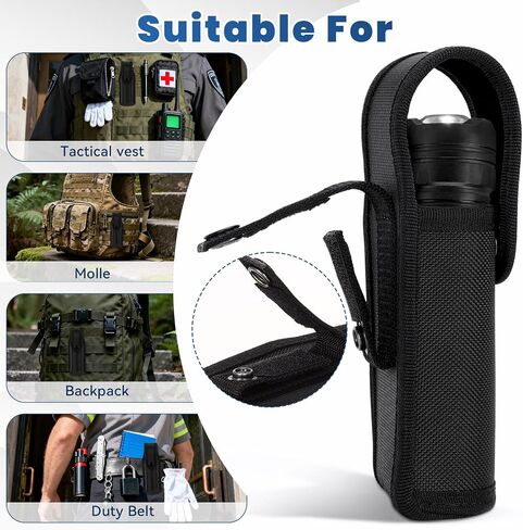 OC/Mace Spray Pouch, Nylon Pepper Spray Holster, Canister Holder Tactical Flashlight Pouch with Top Flap Snap Button for Police Security LE Military in Kuwait