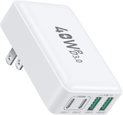 Flat USB C Charger Block, OKRAY 40W 4-Port Type C Fast Charging Wall Plug in Kuwait