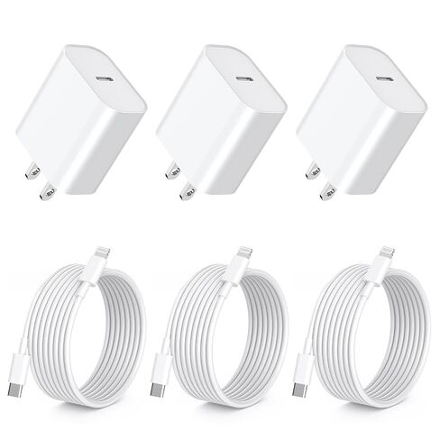 iPhone Charger Fast Charging, Fast Charger 3Pack Type C Fast Charger Block Plug Adapter with 6FT Type-C to Lightning Cable Compatible With iPhone14/13/13 Pro/12 Pro/12 Pro Max/11/Xs Max/XR/X/SE, iPad in Kuwait