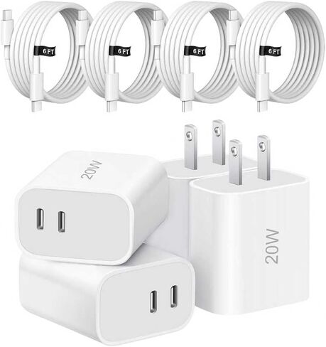 Phone Charger Fast Charging,4 Pack 20W Portable Charger with 6FT USB C Cable for iPhone 17/Pro/Pro Max/17 Air/16/16 Pro/16 Pro Max/15/Plus/Pro/Pro Max in Kuwait