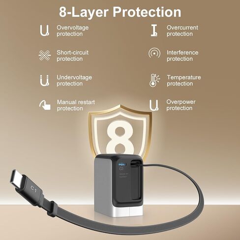 Retractable Charger, 45W USB-C Charger, GaN Fast Charger with 2.26ft Retractable Cable for iPhone 17/16/15/14/13 Series, Galaxy S26/S25/24 Ultra, Pixel, iPad, Space Silver in Saudi Arabia