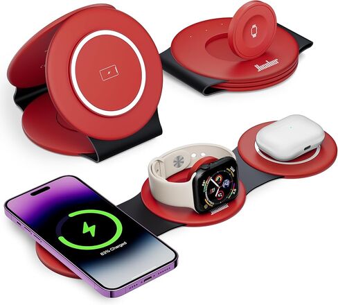 HICOBER 3-in-1 Wireless Charging Station for iPhone, Watch, AirPods, Black in Kuwait