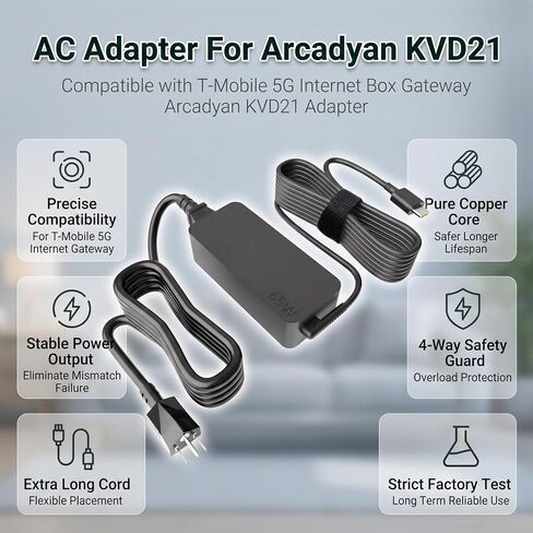 Power Cord for T-Mobile 5G Internet Box Gateway Arcadyan KVD21 Adapter in Kuwait