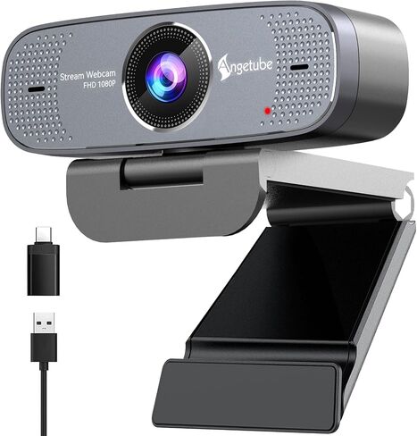 Angetube 1080P Webcam with Microphone, Autofocus Computer Caemra for PC 78°FOV, Plug&Play USB PC Web Cam, Streaming Camera for Laptop, Desktop, Mac,Windows, Works w/Zoom/Teams/Facetime/YouTube in Saudi Arabia