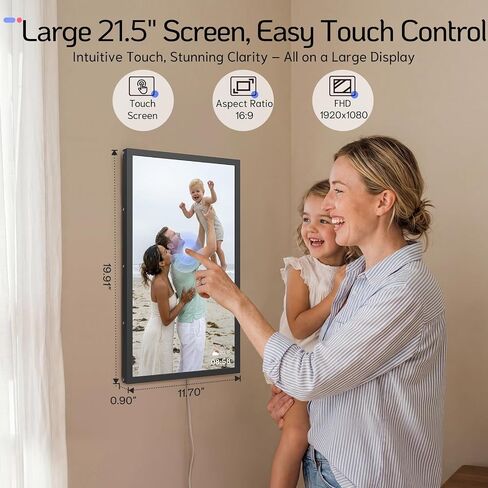 NexFoto 21.5 Inch Touchscreen Large Digital Picture Frame 64GB, WiFi Digital Photo Frame, Add Photos from Google Photos, Share Videos via App/USB/Micro SD, for Mom/Grandparents/Birthday, Black in Kuwait