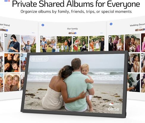 NexFoto 21.5 Inch Touchscreen Large Digital Picture Frame 64GB, WiFi Digital Photo Frame, Add Photos from Google Photos, Share Videos via App/USB/Micro SD, for Mom/Grandparents/Birthday, Black in Kuwait