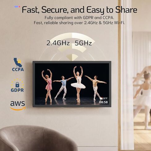 NexFoto 21.5 Inch Touchscreen Large Digital Picture Frame 64GB, WiFi Digital Photo Frame, Add Photos from Google Photos, Share Videos via App/USB/Micro SD, for Mom/Grandparents/Birthday, Black in Kuwait