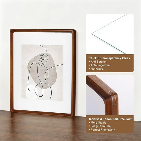 SNAPSHOT Smart Picture Frame, 5x7 Wireless Wood NFC Photo Frame, Tabletop&Wall-Mounted, Share Photos/Videos/Recording from Phone to Webpage for Party/Travel/Home & Gifts, Compatible iPhone/Android in Kuwait