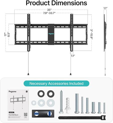 PEGZONE Low Profile TV Wall Mount for 43-95 Inch TVs, 1.1 Inch Ultra Slim in Kuwait