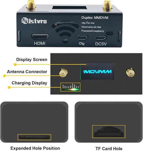 MMDVM Duplex Hotspot Board, Multi-Mode Digital Voice Modem Support P25 DMR YSF NXDN Slot 1 + Slot 2 for Raspberry Pi Zero,with 8G TF Card, 0.96 OLED and Metal Housing Mounted in Kuwait