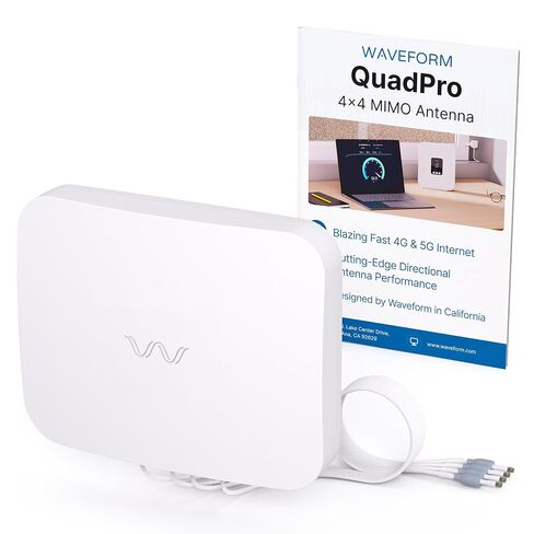 Waveform 10’ Cable + QuadPro Antenna - 4x4 MIMO Panel Antenna for 4G/5G Routers & Gateways for T-Mobile Home Internet, Verizon, AT&T with 10’ SMA Cable - Outdoor Rated in Kuwait