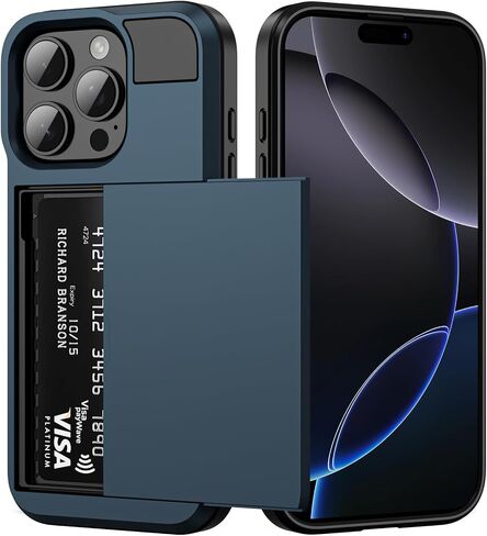 Vofolen for iPhone 16 Case with Card Holder Wallet [Max 3 Cards] Black in Kuwait