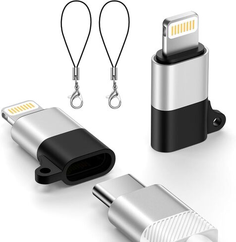 2 Pack USB C to Lightning Adapter for iPhone 14 13 12 11 X XR XS Max SE 8 7 6 AirPods, [Apple MFi Certified] Lightning to USB Type C Adapter Cable Adaptor PD Fast Charging +Data Sync,NOT for Audio/OTG in Kuwait