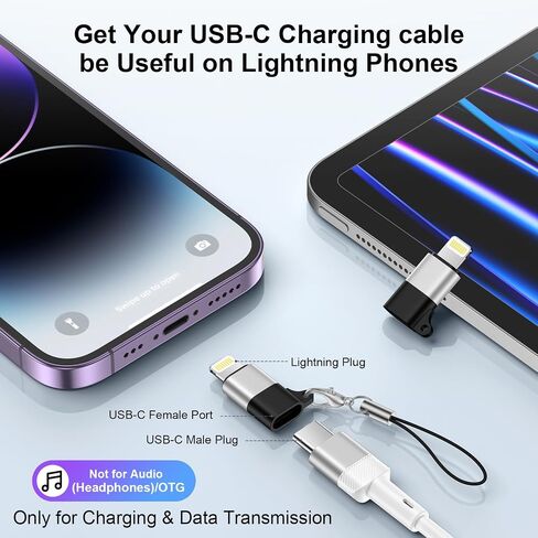 2 Pack USB C to Lightning Adapter for iPhone 14 13 12 11 X XR XS Max SE 8 7 6 AirPods, [Apple MFi Certified] Lightning to USB Type C Adapter Cable Adaptor PD Fast Charging +Data Sync,NOT for Audio/OTG in Kuwait